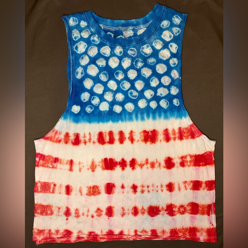 πΊπΈ Free People FP Movement Hot Shot Relaxed Tank πΊπΈ USA American Flag - Picture 2 of 6